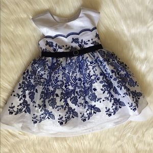 3T Girls Blue & White Formal Dress